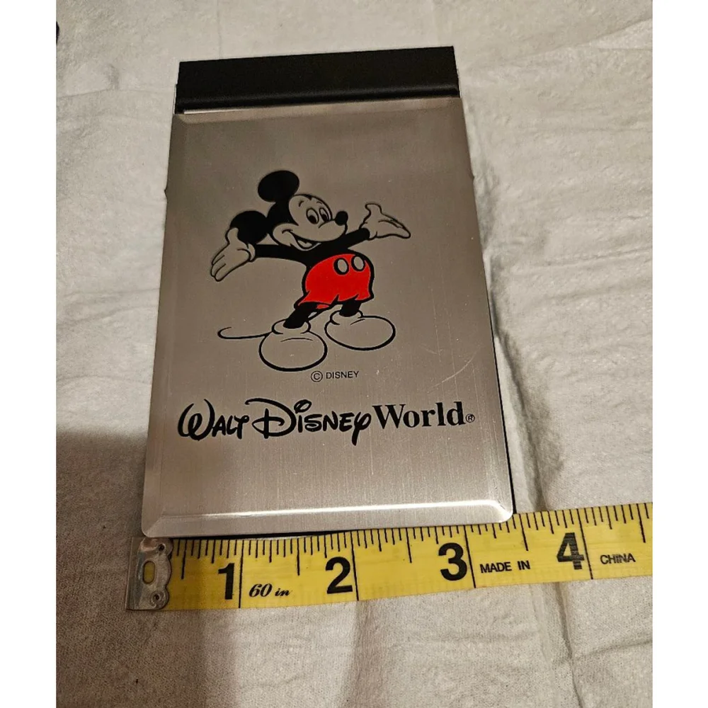 Vintage Mickey Mouse Walt Disney World Desk Memo Pad Silver Black